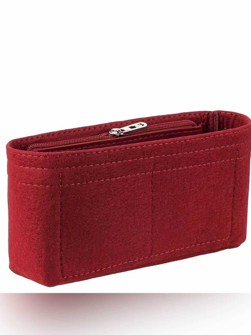 NEW Burgundy bag insert Felt Zipper Pouch Organizer 1 of 2